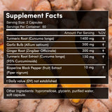 Turmeric 2360 Mg with Garlic Curcumin Black Pepper for Better Absorption, Joint Flexibility, Digestion, 120 Veggie Capsules