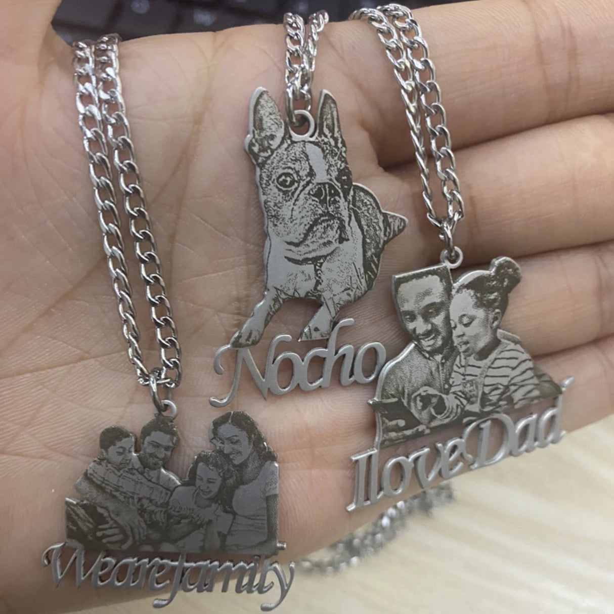Personalized Mother's Day Gift Custom Photo Engraved Necklace Custom Photo Pendant Memory Family Jewelry Gifts Free Jewelry box
