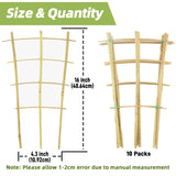 10 Pack Bamboo Trellis For Climbing Plants, 16 Inch Natural Garden Fan-shaped Plant Support Bracket, Suitable For Potted Plant D