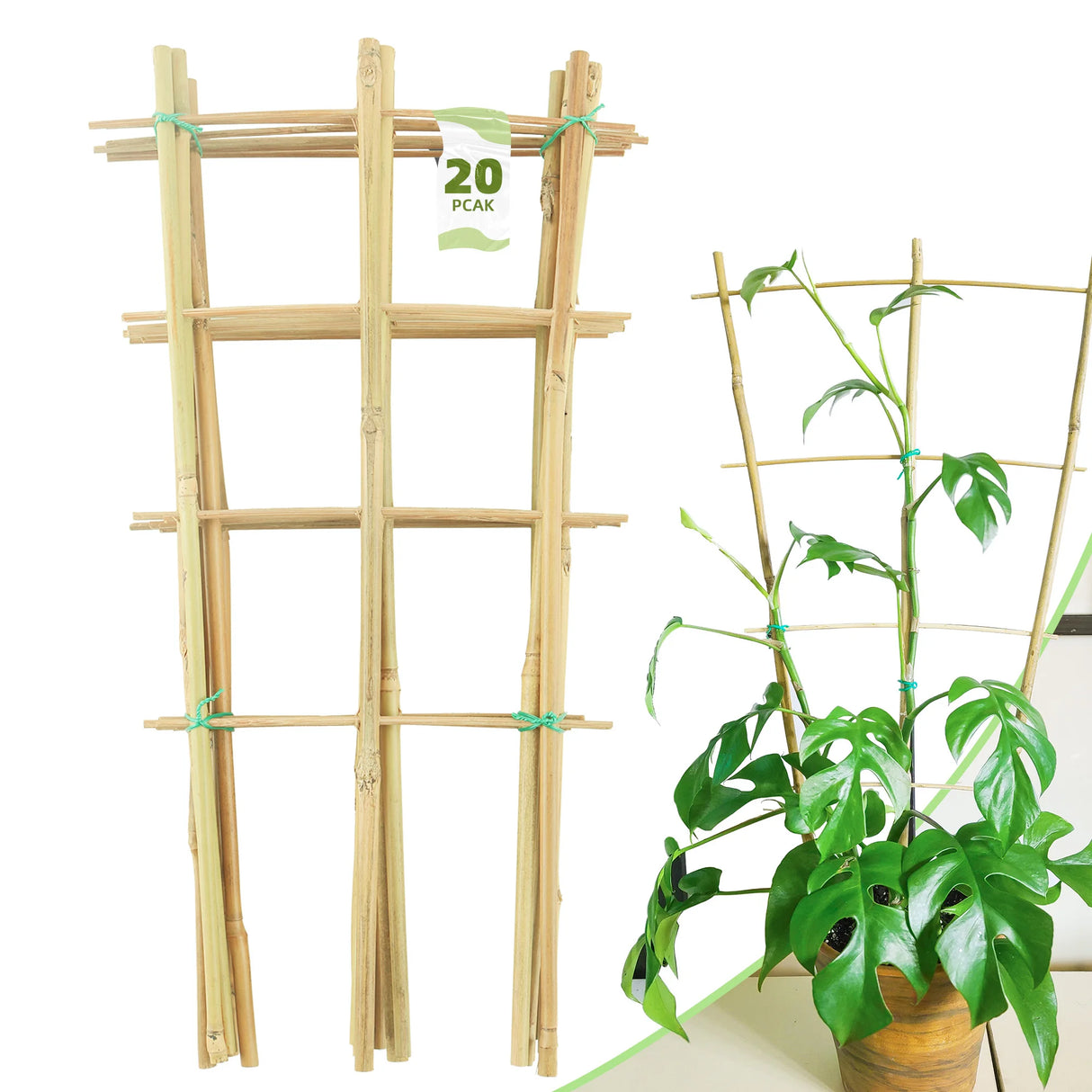 10 Pack Bamboo Trellis For Climbing Plants, 16 Inch Natural Garden Fan-shaped Plant Support Bracket, Suitable For Potted Plant D