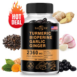Turmeric 2360 Mg with Garlic Curcumin Black Pepper for Better Absorption, Joint Flexibility, Digestion, 120 Veggie Capsules