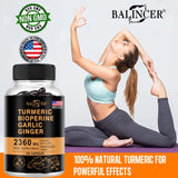 Turmeric 2360 Mg with Garlic Curcumin Black Pepper for Better Absorption, Joint Flexibility, Digestion, 120 Veggie Capsules