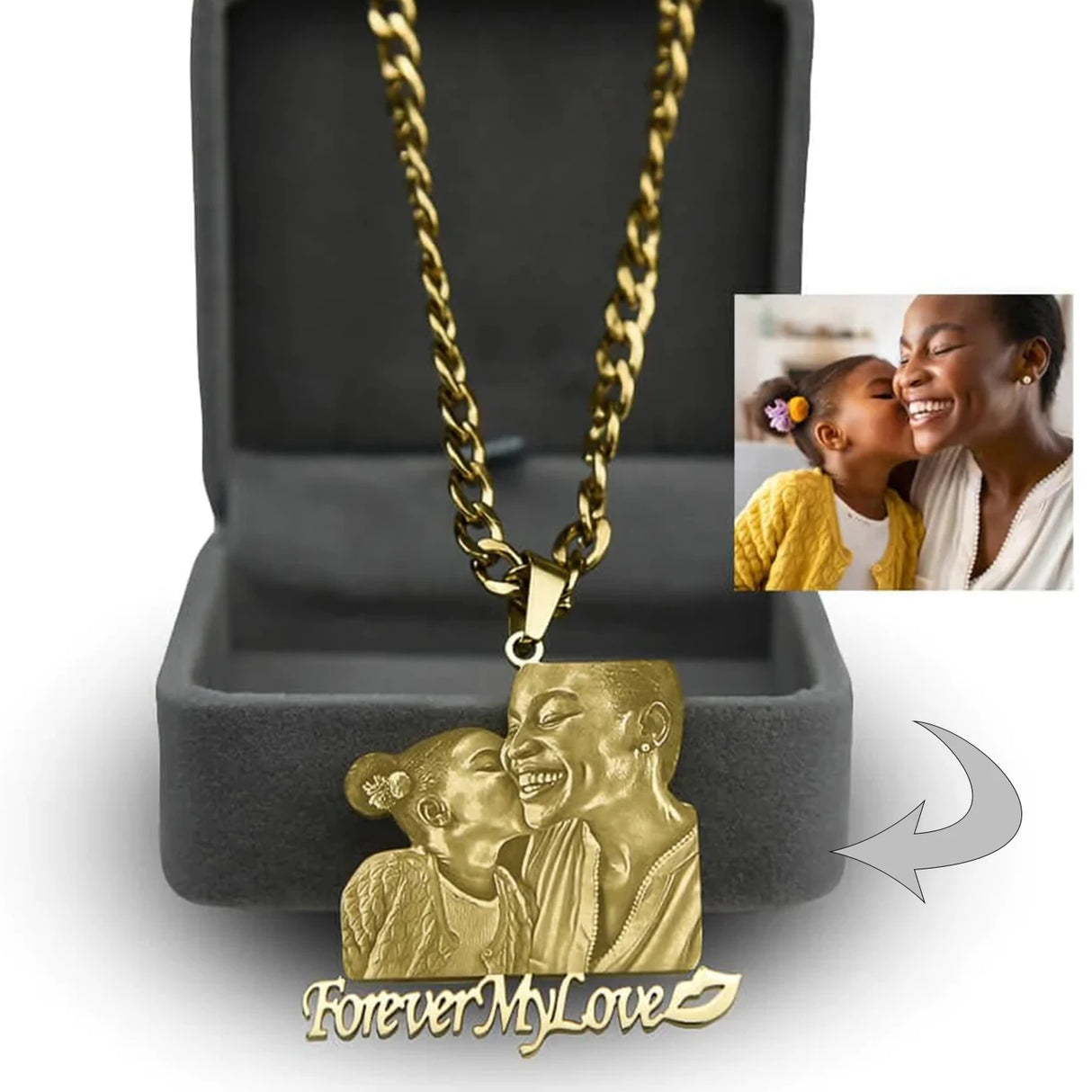Personalized Mother's Day Gift Custom Photo Engraved Necklace Custom Photo Pendant Memory Family Jewelry Gifts Free Jewelry box