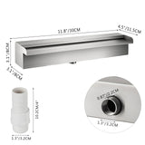 VEVOR Waterfall Pool Fountain Stainless Steel W/ Pipe Connector Spillway Garden Outdoor Pond Rectangular Swimming Pool Fountain