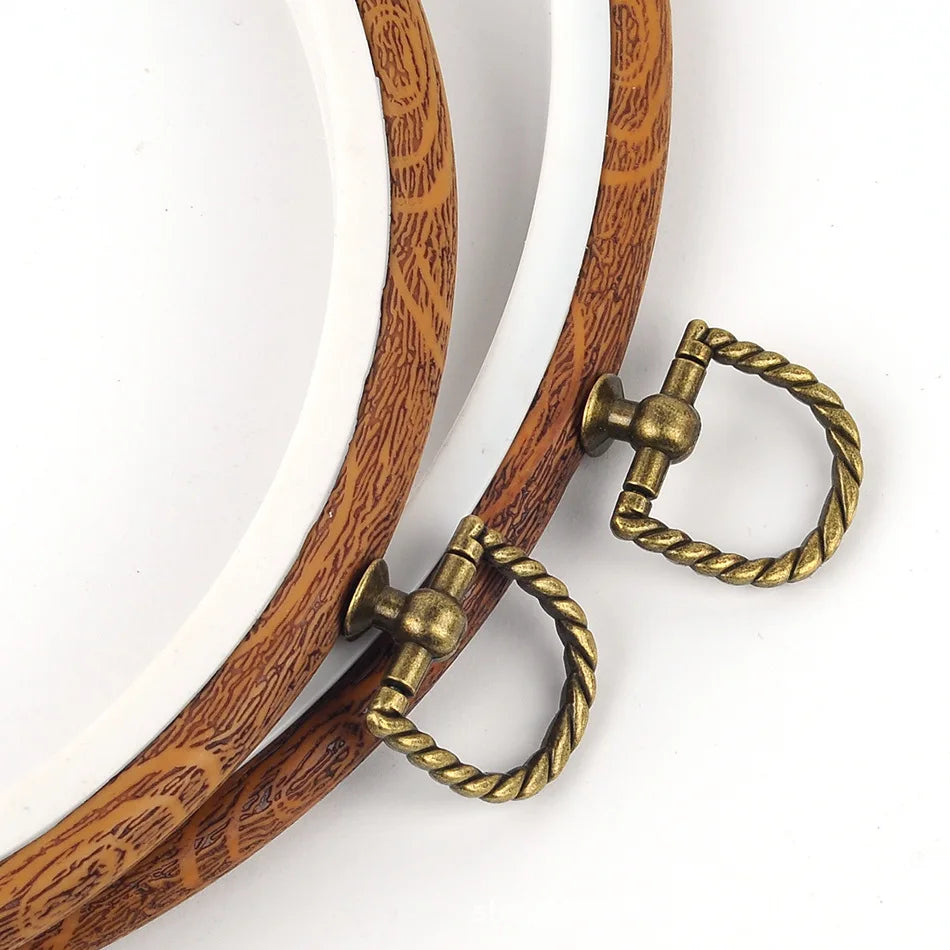 Rubber Imitate Wood Hoop Circle Embroidery Circle Round Bamboo Diy Art Craft Cross Stith Sewing Need work Tools Flower Wreath