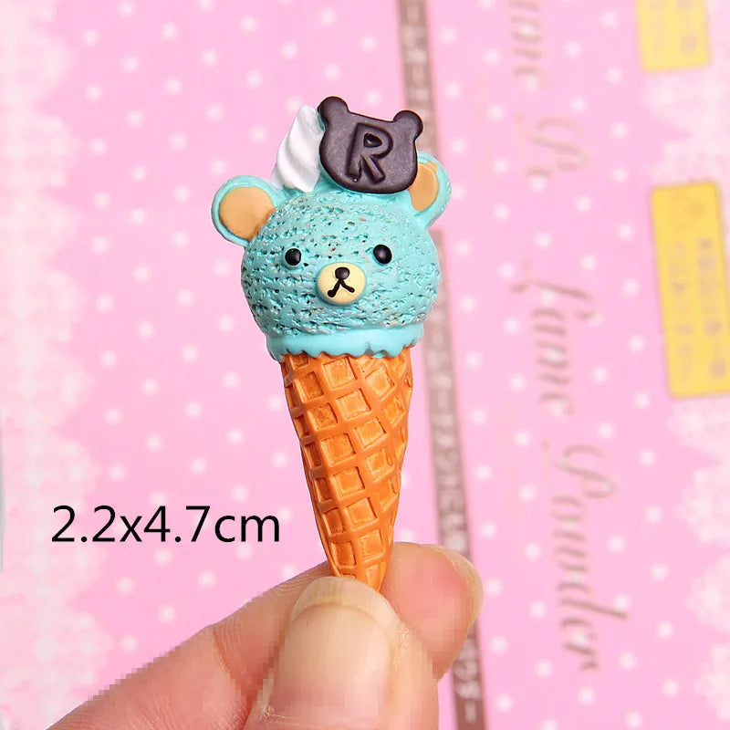 2pcs/lot Cute Scale Miniature Resin Ice Cream Cone Pretend Food For Dollhouse Play Kitchen Food