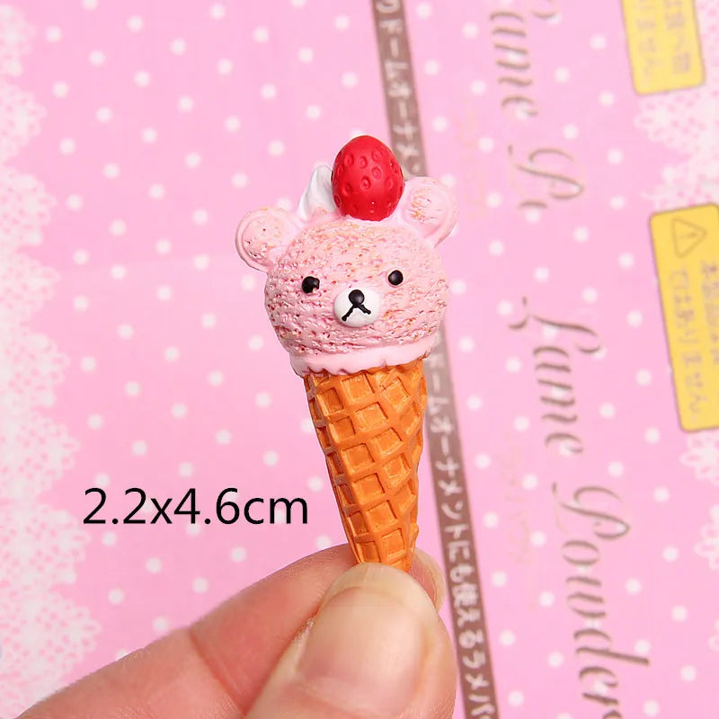 2pcs/lot Cute Scale Miniature Resin Ice Cream Cone Pretend Food For Dollhouse Play Kitchen Food