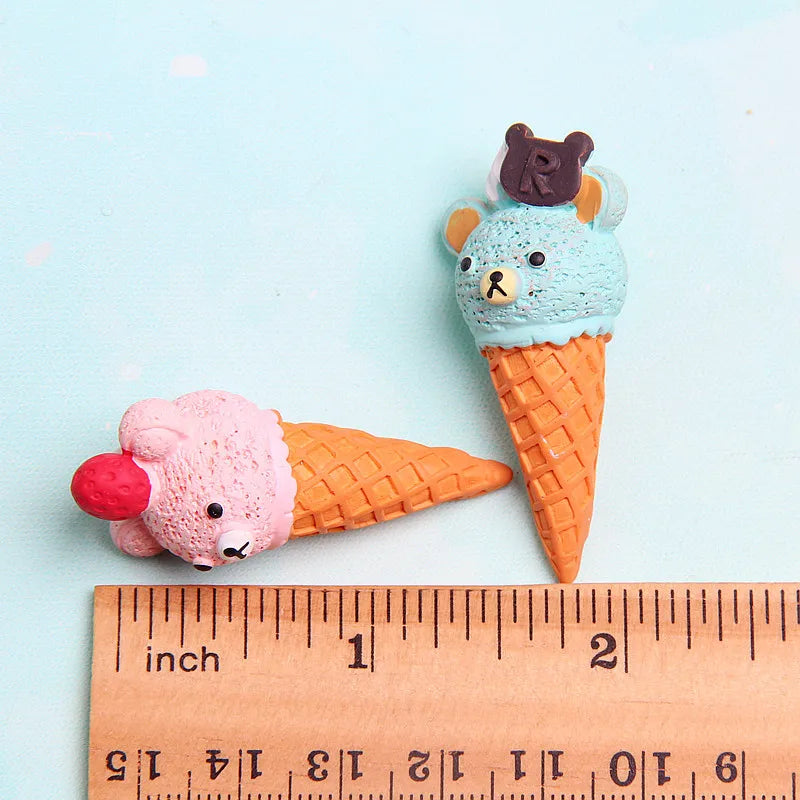 2pcs/lot Cute Scale Miniature Resin Ice Cream Cone Pretend Food For Dollhouse Play Kitchen Food
