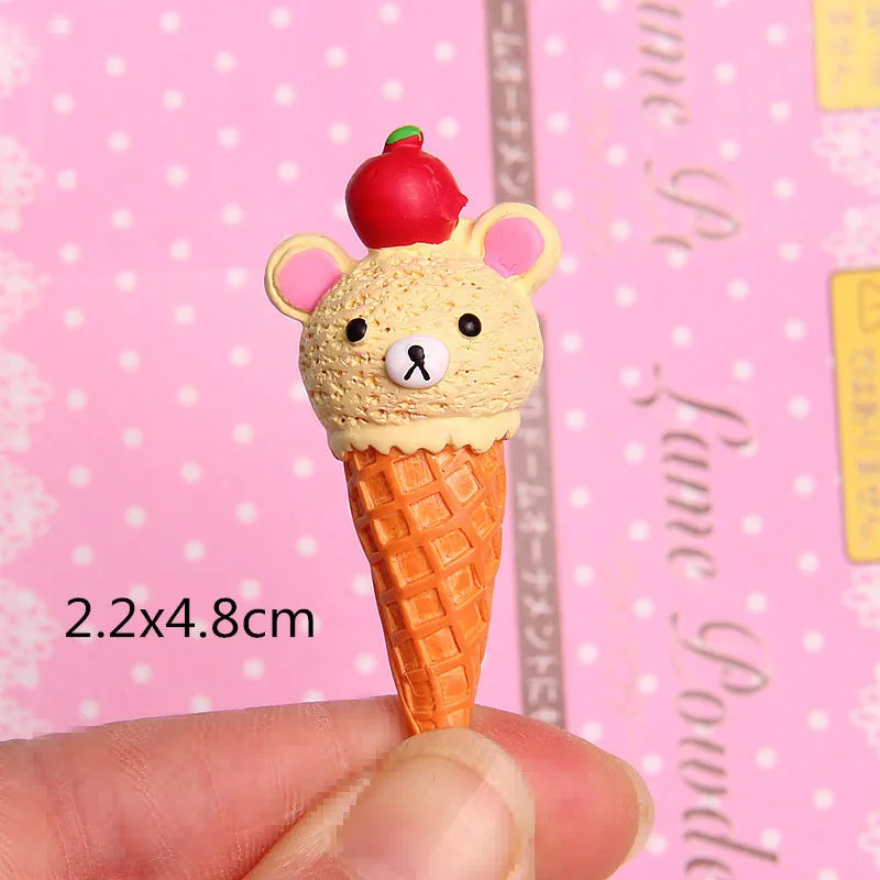 2pcs/lot Cute Scale Miniature Resin Ice Cream Cone Pretend Food For Dollhouse Play Kitchen Food
