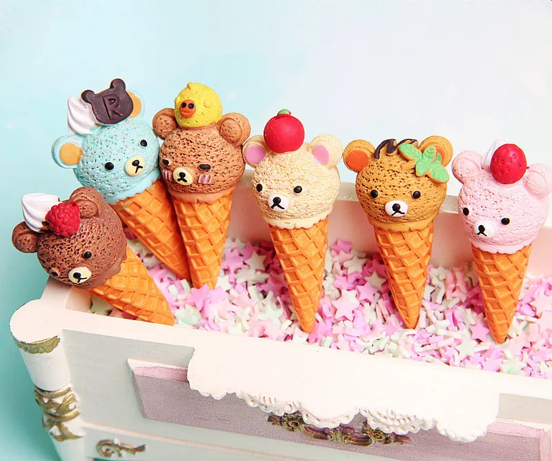 2pcs/lot Cute Scale Miniature Resin Ice Cream Cone Pretend Food For Dollhouse Play Kitchen Food