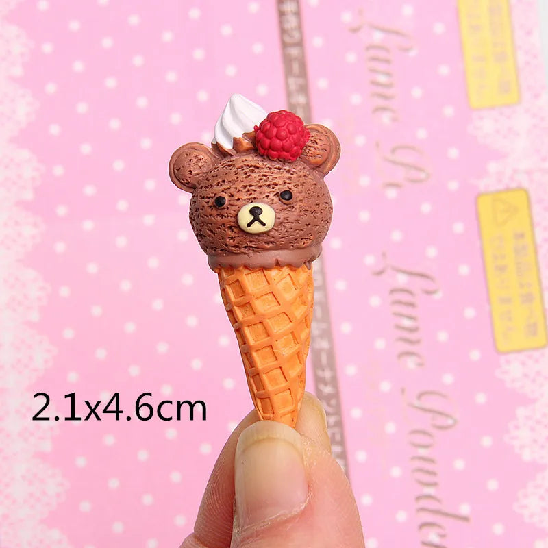 2pcs/lot Cute Scale Miniature Resin Ice Cream Cone Pretend Food For Dollhouse Play Kitchen Food