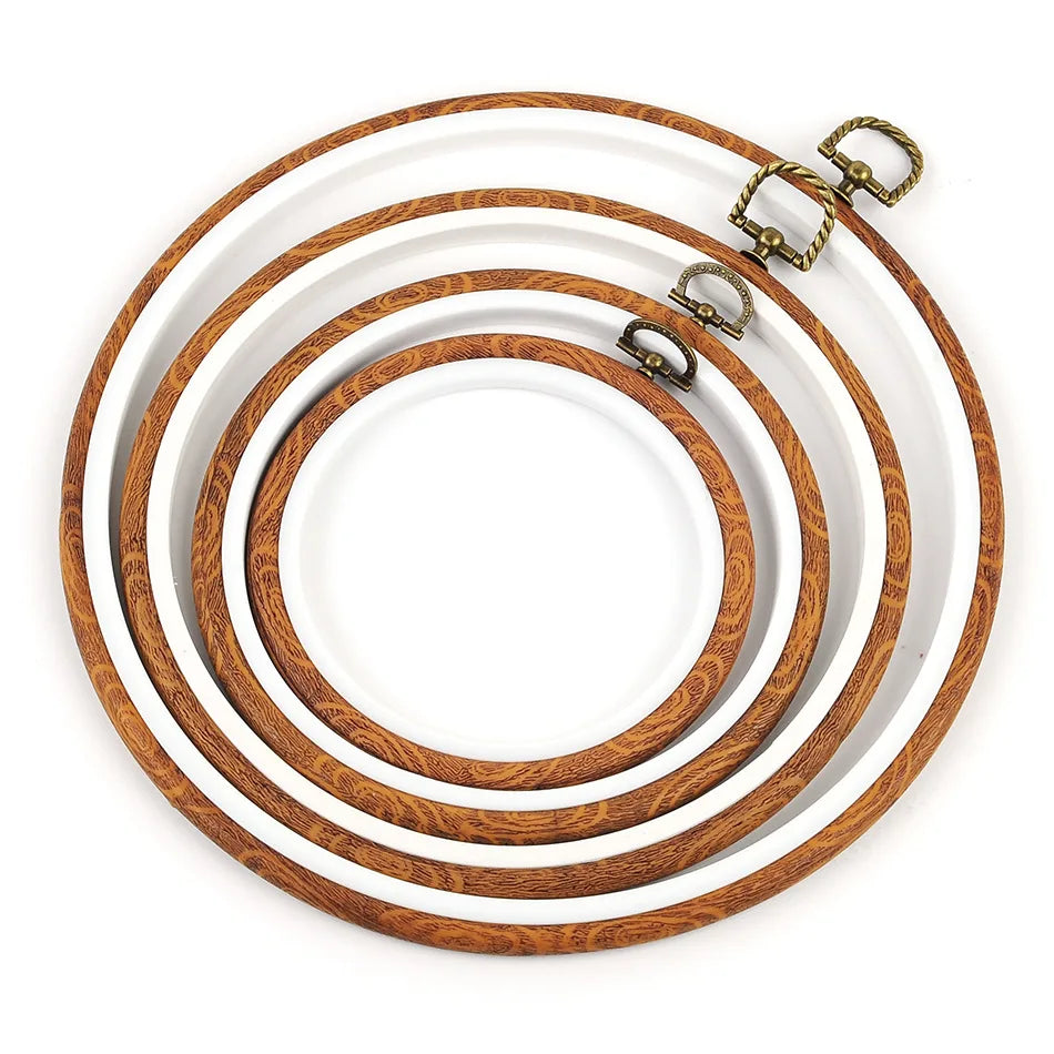 Rubber Imitate Wood Hoop Circle Embroidery Circle Round Bamboo Diy Art Craft Cross Stith Sewing Need work Tools Flower Wreath