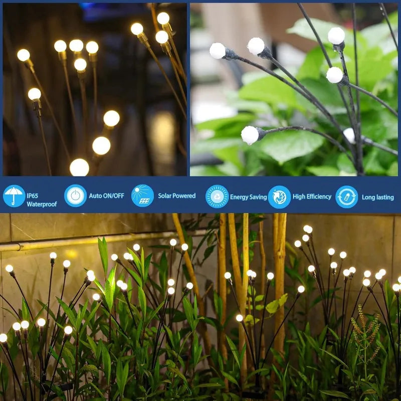 Solar Garden Lights - Upgraded Solar Swaying Light, Sway by Wind, Solar Outdoor Lights, Yard Patio Pathway Decoration