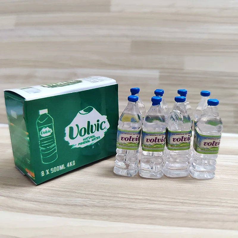 1:12 Dollhouse Miniature Simulation Mineral Water Bottle with Box Drink Model Miniaturas Play Kitchen Doll Supermarket Food Toy