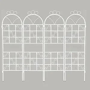 4 Pack Metal Garden Trellis 86.7" H Garden Fence Rustproof Trellis for Climbing Plants Support Roses Flower Outdoor Lawn Green-B