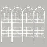4 Pack Metal Garden Trellis 86.7" H Garden Fence Rustproof Trellis for Climbing Plants Support Roses Flower Outdoor Lawn Green-B