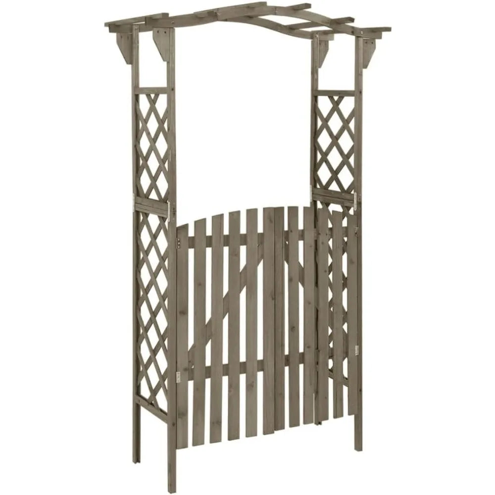 Wooden Arbor Arch with Gate | Wedding Arches Archway for Ceremony Party | Wood Garden Trellis Arbor for Outdoor Patio Bakcyard Y
