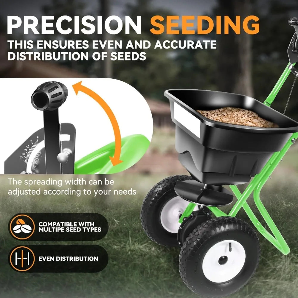 Walk-Behind Broadcast Spreader, 80LBS Capacity Fertilizer Spreader for Salt, Ice Melt, Grass Seed, Lawn and Garden Seeder