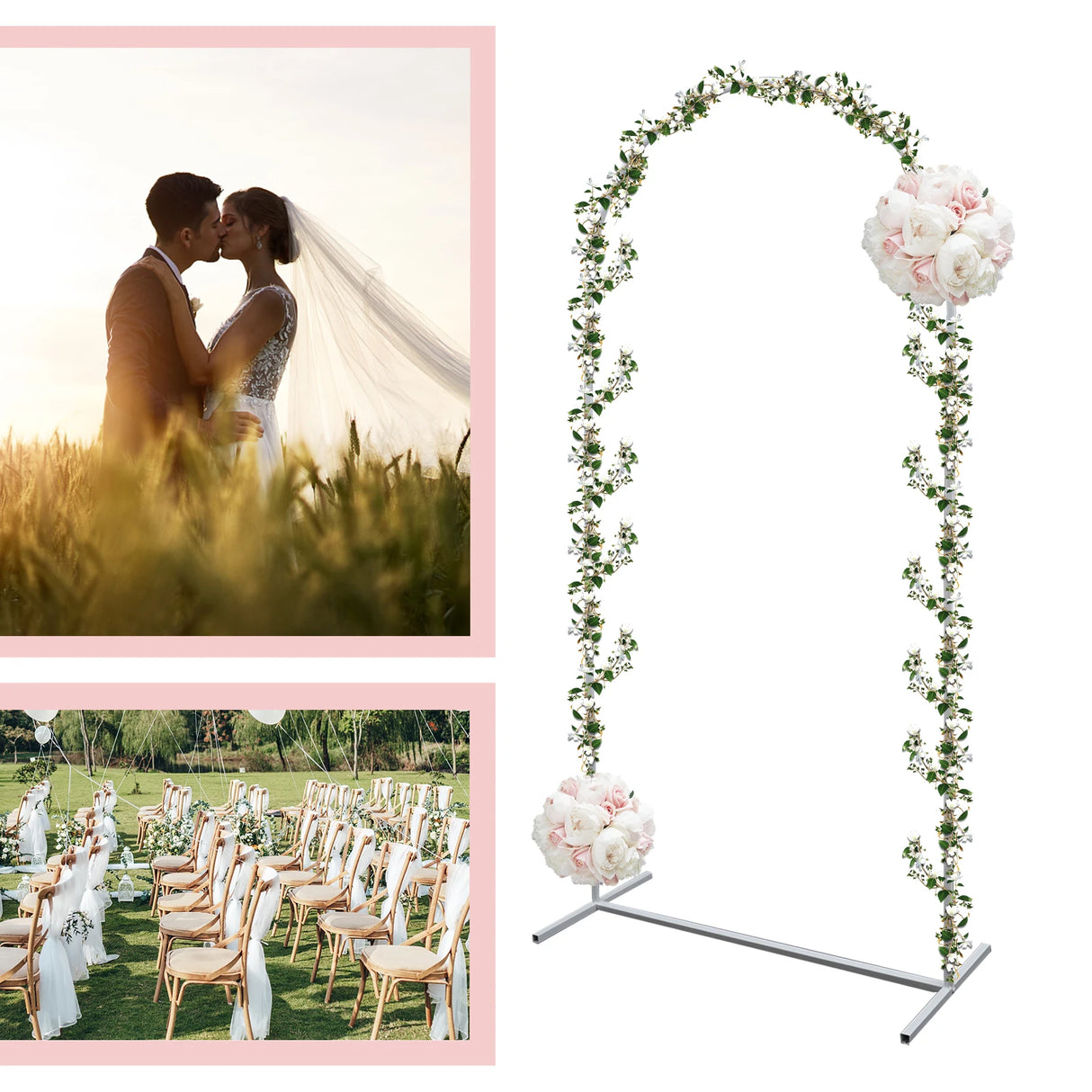 Stable Wedding Arch Metal Backdrop Stand Balloon Flower Stand, Easy To Disassemble,For Wedding,Birthday Party,Garden Decoration