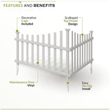 Vinyl Picket Fence Panels No Dig Maintenance Free Garden Border Weather Resistant Decorative Corner Fence Outdoor Spaces