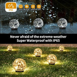 Solar Globe Lights Outdoor Waterproof-Solar Balls Garden-Cracked Glass Ball Solar Lights Outdoor-Solar Orbs Outside-Outdoor