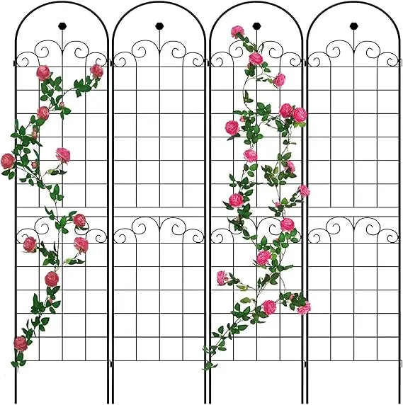 4 Pack Metal Garden Trellis 86.7" H Garden Fence Rustproof Trellis for Climbing Plants Support Roses Flower Outdoor Lawn Green-B