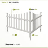Vinyl Picket Fence Panels No Dig Maintenance Free Garden Border Weather Resistant Decorative Corner Fence Outdoor Spaces