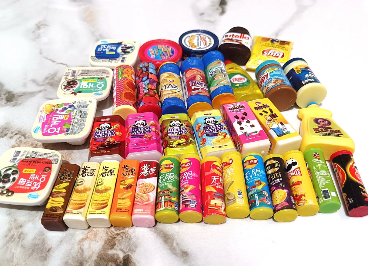 1/6Dollhouse Miniature Food Play Convenience Store Supermarket Mini Snack Cookies Potato Chips Chocolate Sauce Doll Accessories