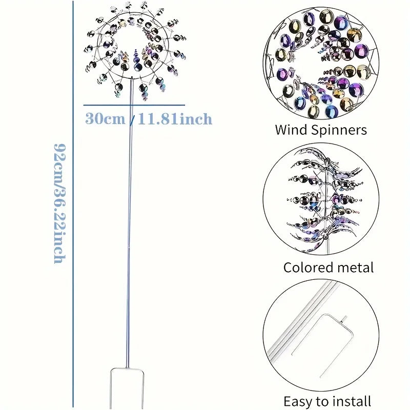 1pc Magical 3D Metal Outdoor Windmill Spinners Unique Metal Kinetic Wind Sculptures  Wind Catchers Lawn Patio Yard Garden Decor