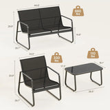 4 Piece Patio Furniture Set, Outdoor Patio Furniture with Loveseat and 2 Single Chairs, Bistro Table and Chairs Set for Backyard