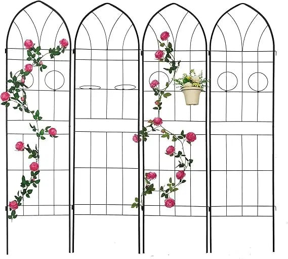 4 Pack Metal Garden Trellis 86.7" H Garden Fence Rustproof Trellis for Climbing Plants Support Roses Flower Outdoor Lawn Green-B