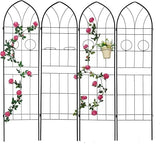 4 Pack Metal Garden Trellis 86.7" H Garden Fence Rustproof Trellis for Climbing Plants Support Roses Flower Outdoor Lawn Green-B