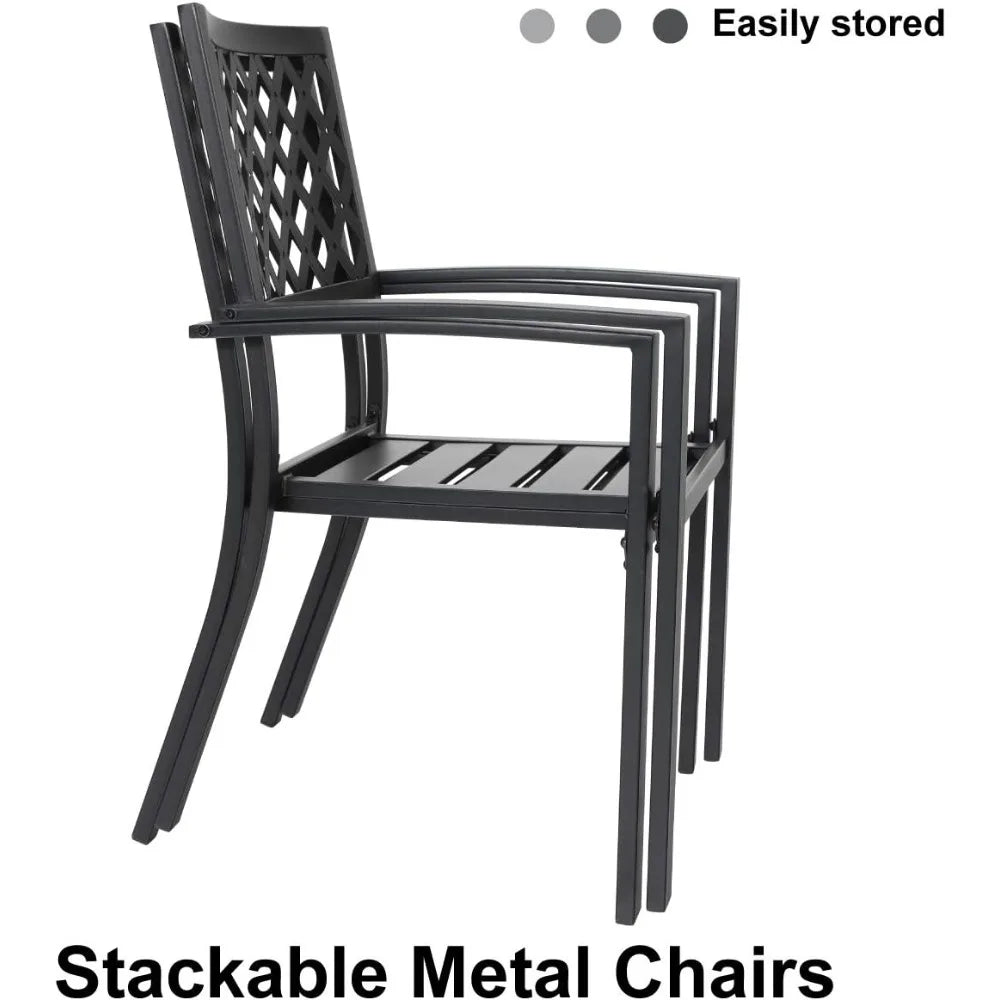 3-Piece Patio Bistro Sets Outdoor Matel Furniture Set with 1 x Table and 2 x Chair for Garden Backyard,Black
