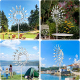 1pc Magical 3D Metal Outdoor Windmill Spinners Unique Metal Kinetic Wind Sculptures  Wind Catchers Lawn Patio Yard Garden Decor
