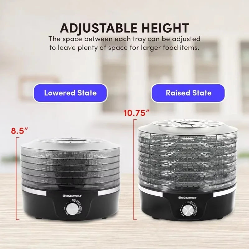 Unique features Food Dehydrator, 5 BPA-Free 11.4" Trays Adjustable Temperature Controls,Jerky,Herbs,Fruit,Veggies,Dried（EFD319）