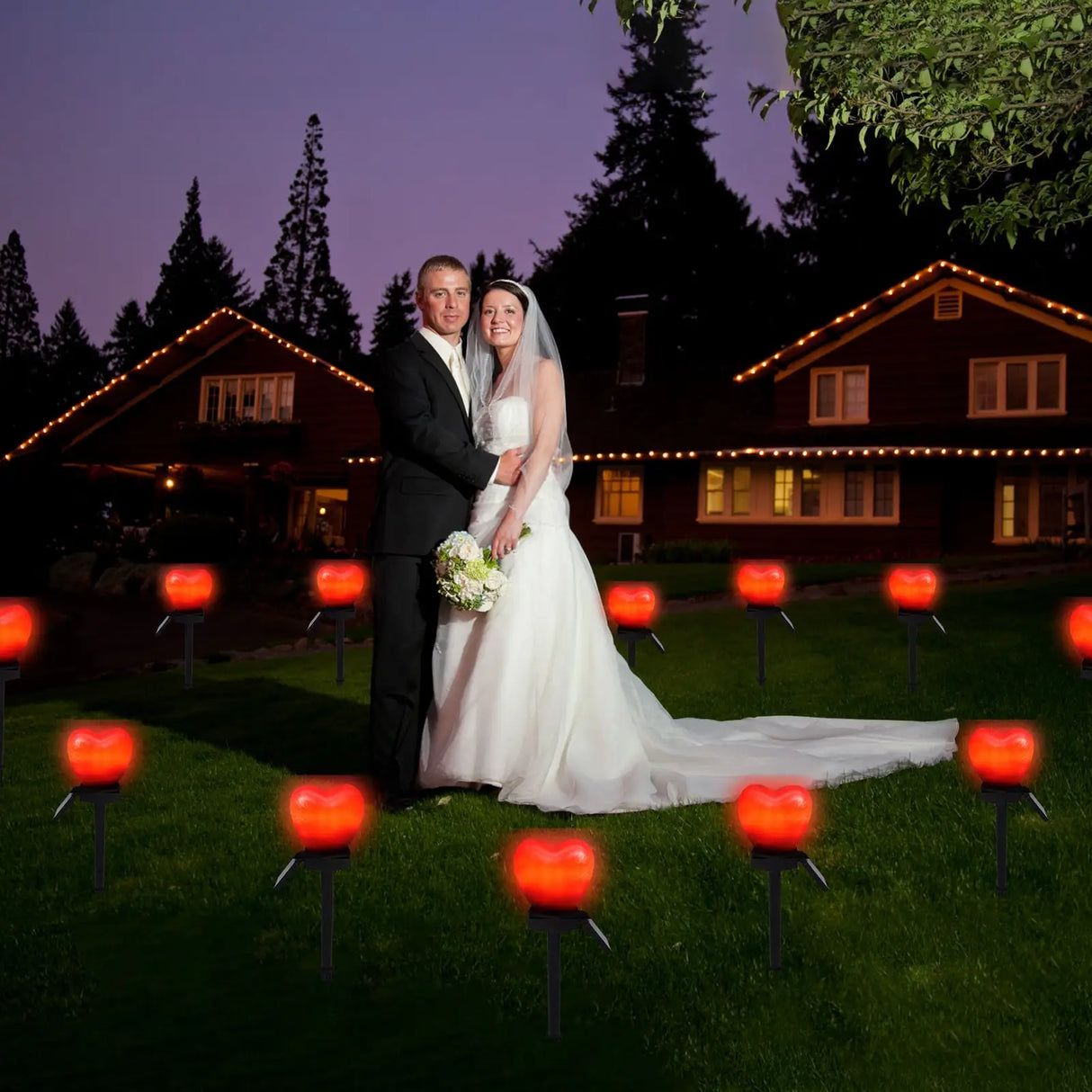 Solar Lights Outdoor Auto On/Off Heart-shaped LED Solar Garden Lights For Yard Decoration Waterproof Landscape Solar Lights