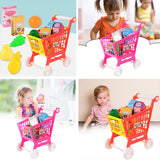 21 Pieces Grocery Store Cart Toys Interactive Play Set with Pretend Food Accessories for Children Kids for Food Fruit Vegetables