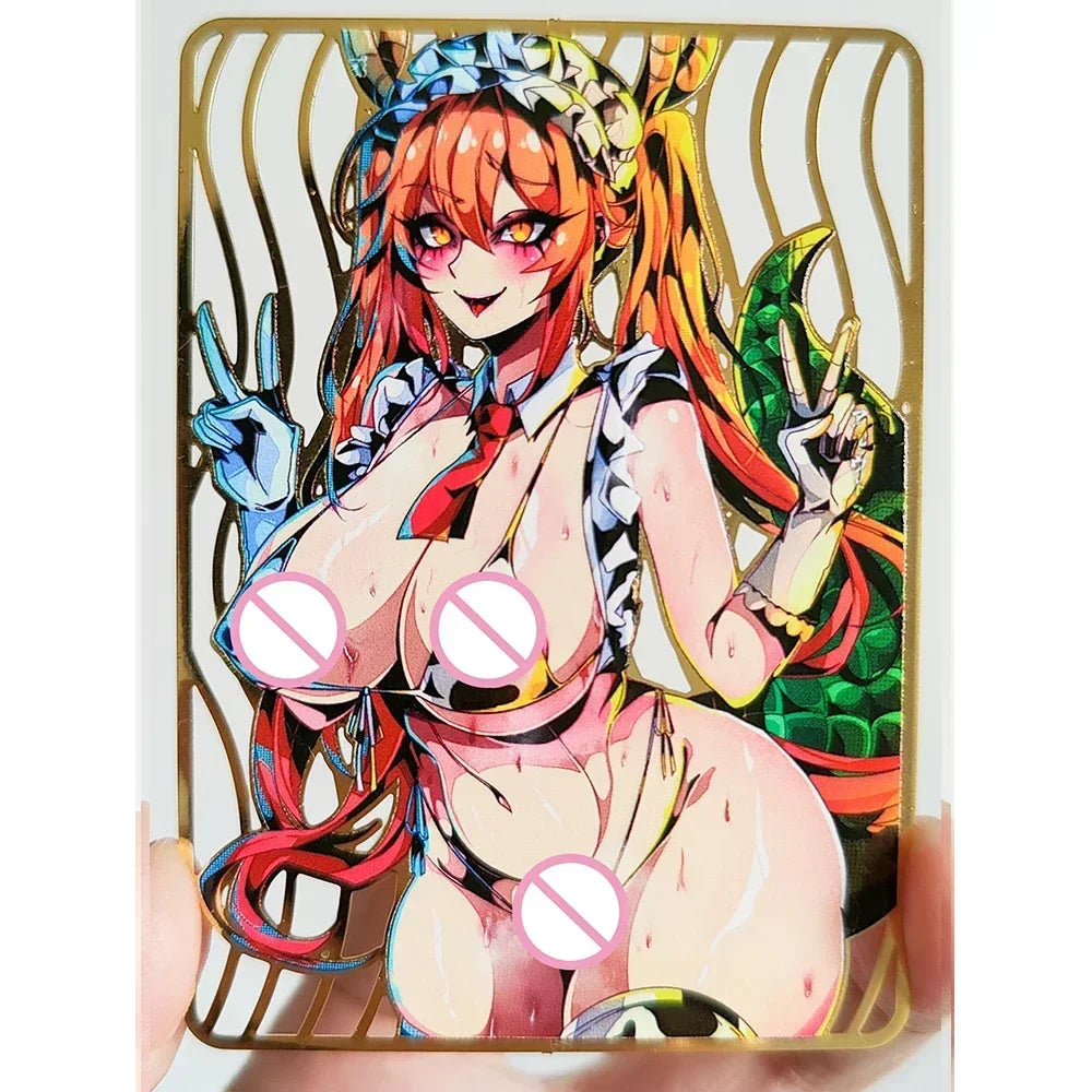 28PC/Set Anime Goddess Story DIY ACG Tsunade Albedo Kurumi Sexy Metal Card Collectible Cards Boys Play Toys Birthday Gifts