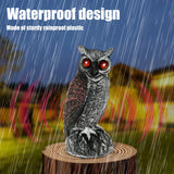 Owl Bird Repellent 360° Rotating Head Realistic Owl Statue Scarecrow Flashing Eyes Scary Sound Garden Bird Repellent Decoration