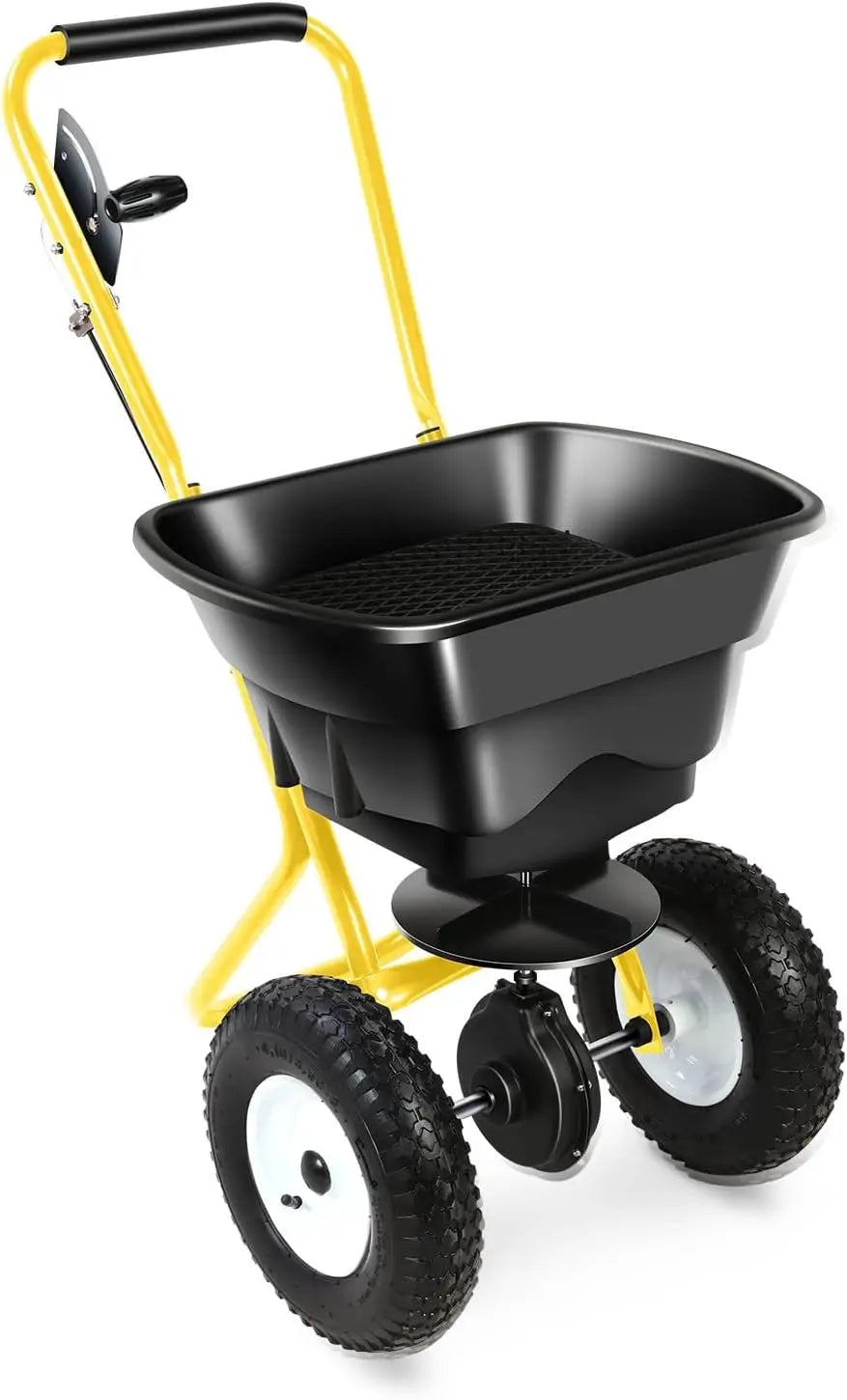 Walk-Behind Broadcast Spreader, 80LBS Capacity Fertilizer Spreader for Salt, Ice Melt, Grass Seed, Lawn and Garden Seeder