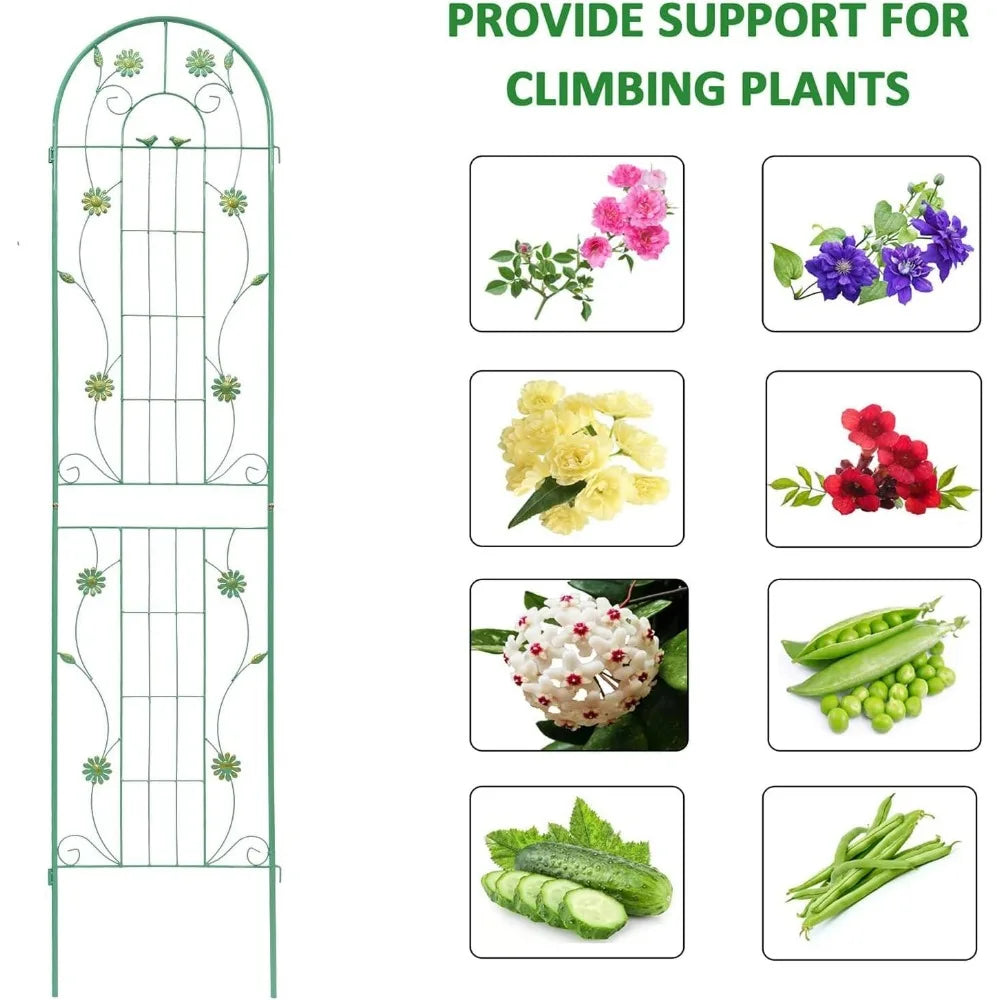 4 Pack Metal Garden Trellis 86.7" H Garden Fence Rustproof Trellis for Climbing Plants Support Roses Flower Outdoor Lawn Green-B
