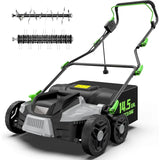 16-Inch 15.5 Amp 2-in-1 Electric Dethatcher and Scarifier with 14.5-Gallon Removable Thatch Collection Bag, Lawn Dethatcher with
