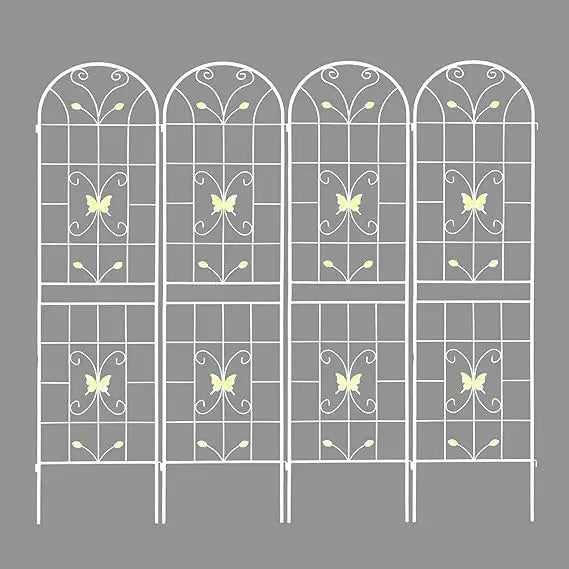4 Pack Metal Garden Trellis 86.7" H Garden Fence Rustproof Trellis for Climbing Plants Support Roses Flower Outdoor Lawn Green-B