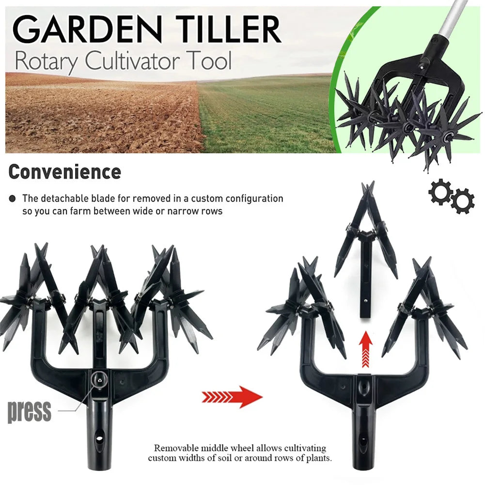 2 in 1 Garden Aerator Ventilated Scarifier Gardening Rotary Tiller Rotary Cultivator Tool Garden Lawn Ripper for Garden Lawn