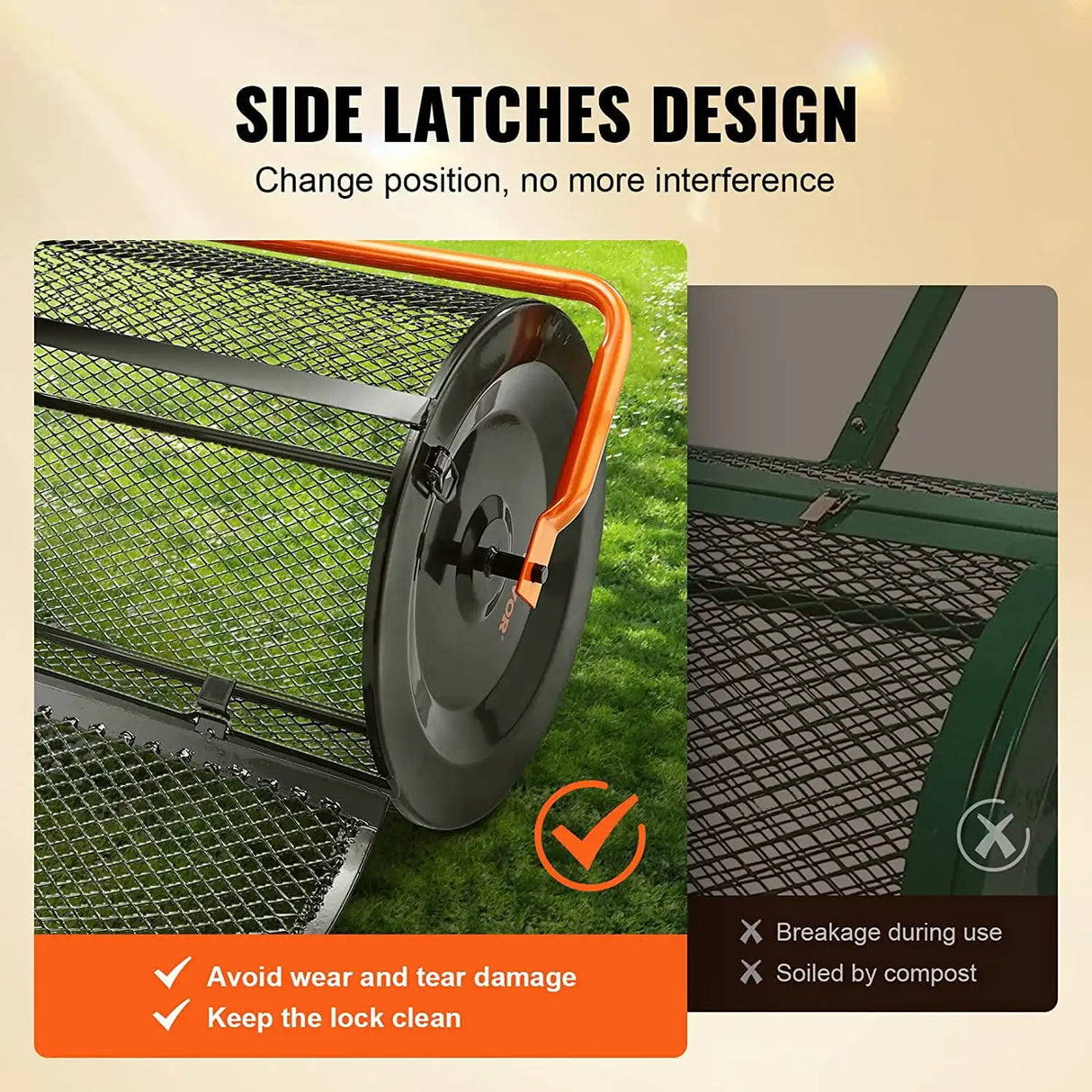 24" Compost Spreader Peat Moss Spreader Roller Lawn Spreader Black