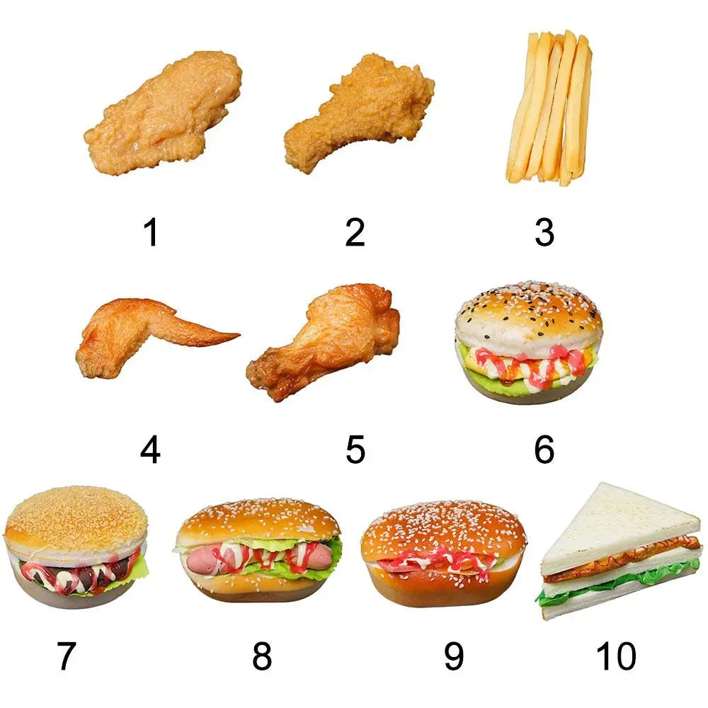 Toy Bakery Scene Model Home Ornament Simulation Kitchen Artificial Food Model Faux Fried Chicken Hamburger Fries Sandwish