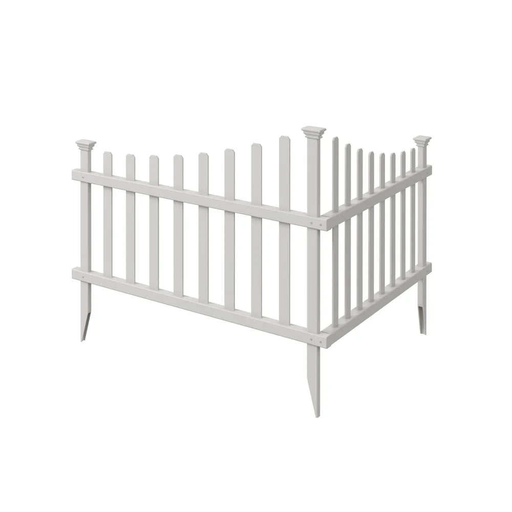 Vinyl Picket Fence Panels No Dig Maintenance Free Garden Border Weather Resistant Decorative Corner Fence Outdoor Spaces