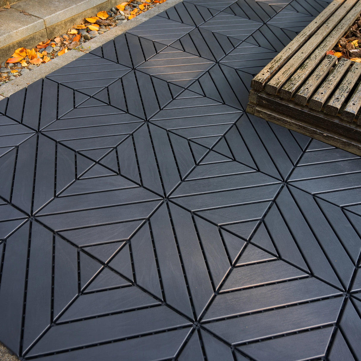 Plastic Interlocking Deck Tiles,44 Pack Patio Deck Tiles,12"x12" Square Waterproof Outdoor All Weather Use, Patio Decking Tiles
