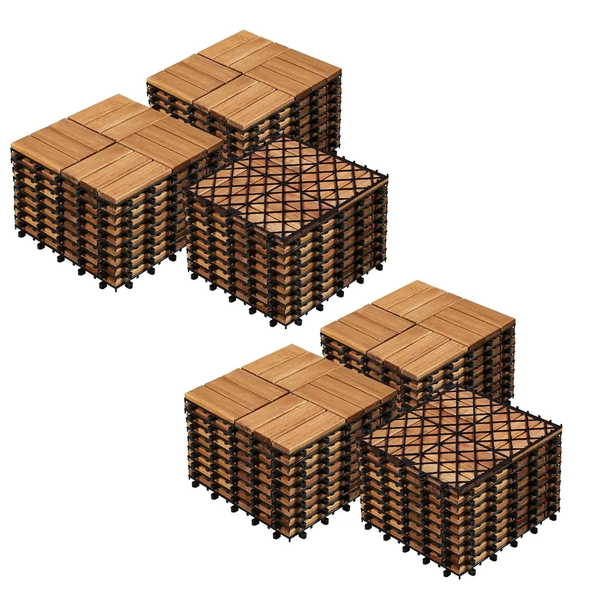 108pcs Hardwood Interlocking Patio Deck Tiles Acacia Waterproof Wood Flooring Tiles for Patio Garden Poolside, 12'' x12''