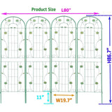 4 Pack Metal Garden Trellis 86.7" H Garden Fence Rustproof Trellis for Climbing Plants Support Roses Flower Outdoor Lawn Green-B